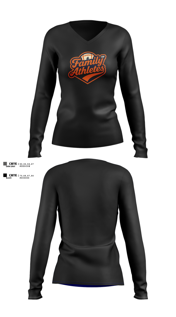 Womens Long Sleeve Vneck Shirt, Family Of Athletes, , Teamtime, Team time, sublimation, custom sports apparel, team uniforms, spirit wear, spiritwear, sports uniforms, custom shirts, team store, custom team store, fundraiser sports, apparel fundraiser