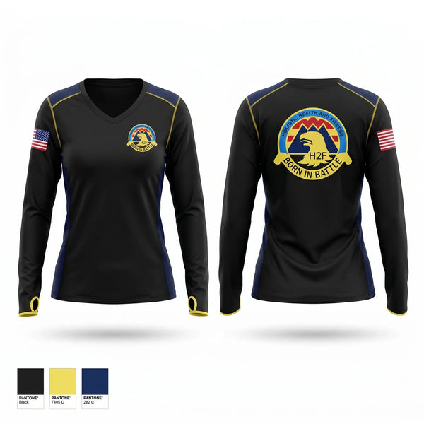 Womens Long Sleeve Vneck Shirt, 3DSB H2F, Army, Teamtime, Team time, sublimation, custom sports apparel, team uniforms, spirit wear, spiritwear, sports uniforms, custom shirts, team store, custom team store, fundraiser sports, apparel fundraiser
