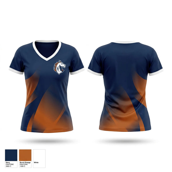 Womens Short Sleeve Vneck Shirt, Mustangs, , Teamtime, Team time, sublimation, custom sports apparel, team uniforms, spirit wear, spiritwear, sports uniforms, custom shirts, team store, custom team store, fundraiser sports, apparel fundraiser
