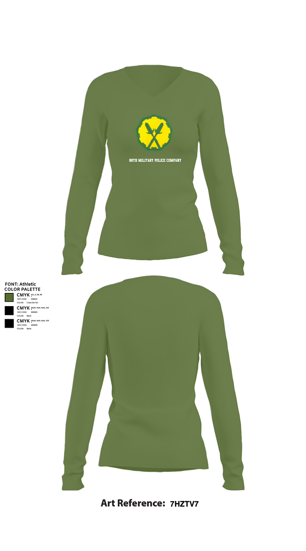 Womens Long Sleeve Vneck Shirt, 88th Military Police Company, , Teamtime, Team time, sublimation, custom sports apparel, team uniforms, spirit wear, spiritwear, sports uniforms, custom shirts, team store, custom team store, fundraiser sports, apparel fundraiser
