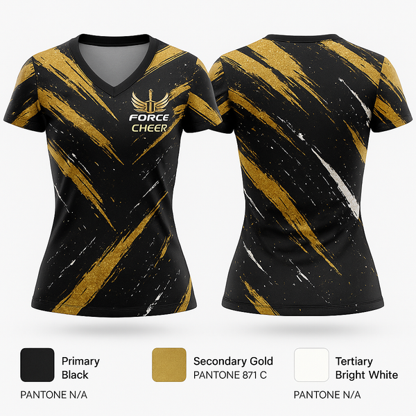 Womens Short Sleeve Vneck Shirt, Force Cheer, Spirit Store, Teamtime, Team time, sublimation, custom sports apparel, team uniforms, spirit wear, spiritwear, sports uniforms, custom shirts, team store, custom team store, fundraiser sports, apparel fundraiser