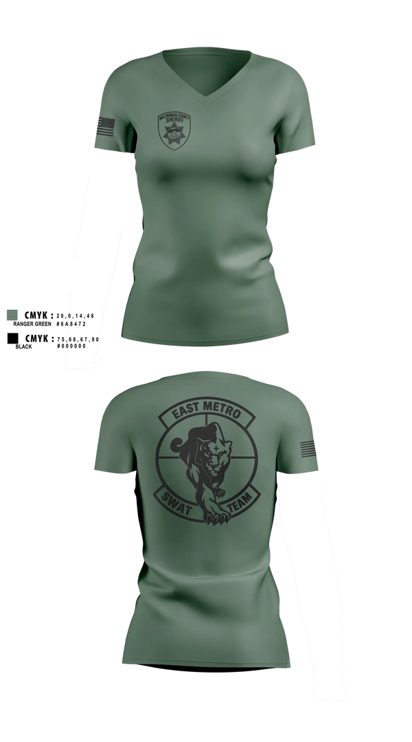 Womens Short Sleeve Vneck Shirt, East Metro SWAT, Police, Teamtime, Team time, sublimation, custom sports apparel, team uniforms, spirit wear, spiritwear, sports uniforms, custom shirts, team store, custom team store, fundraiser sports, apparel fundraiser
