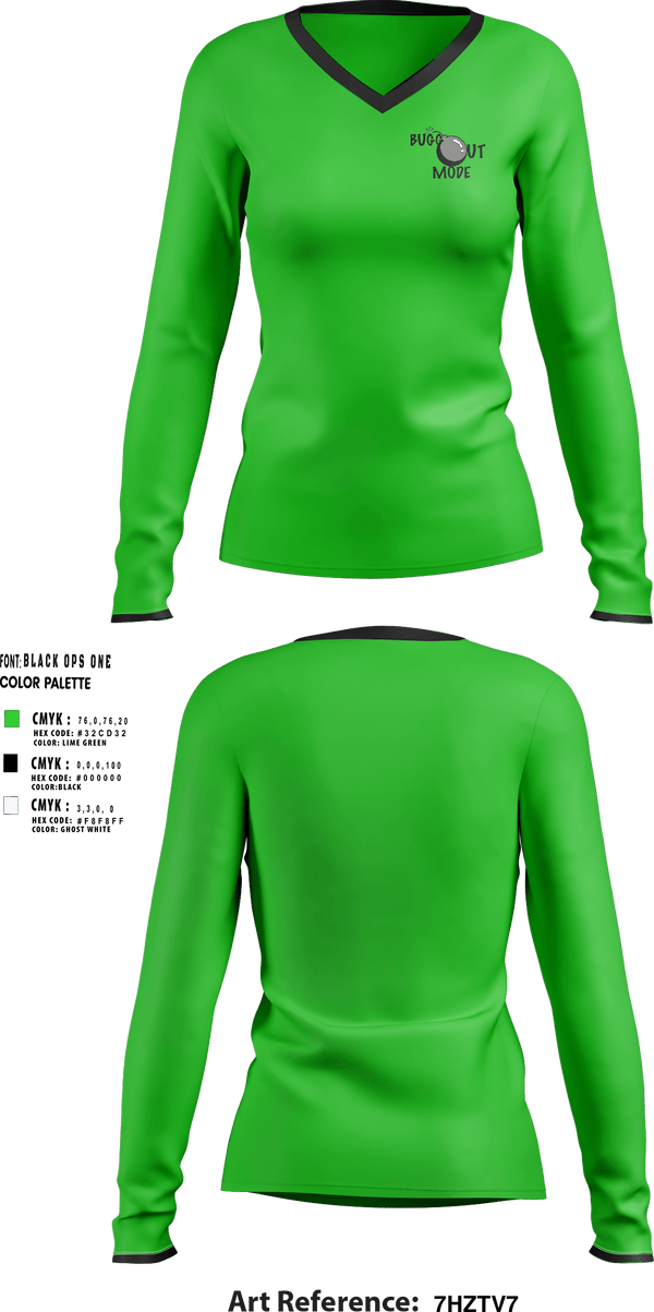 Women's Long Sleeve Vneck Shirt, BUGG OUT MODEBUGG OUT MODE, , Teamtime, Team time, sublimation, custom sports apparel, team uniforms, spirit wear, spiritwear, sports uniforms, custom shirts, team store, custom team store, fundraiser sports, apparel fundraiser