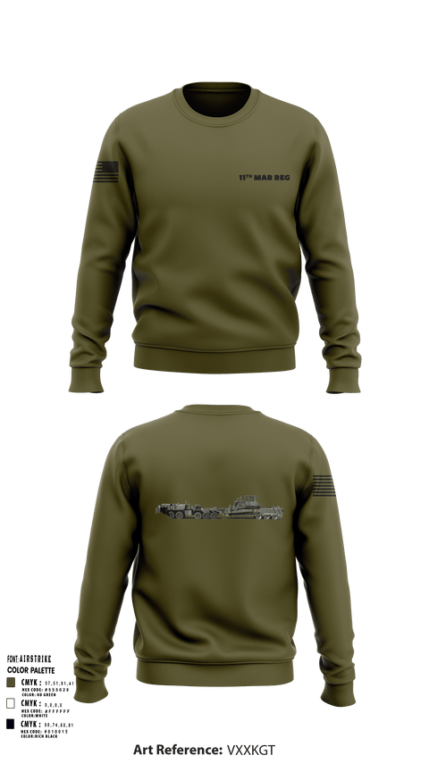 Crew Neck Sweatshirt, 11Th MAR REG, Marines, Teamtime, Team time, sublimation, custom sports apparel, team uniforms, spirit wear, spiritwear, sports uniforms, custom shirts, team store, custom team store, fundraiser sports, apparel fundraiser