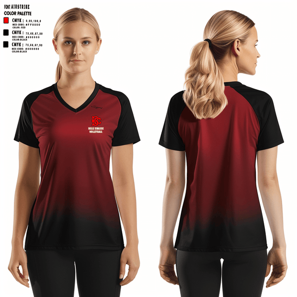 Women's Short Sleeve Vneck Shirt, Belle Chasse High School Volleyball, Women's Volleyball, Teamtime, Team time, sublimation, custom sports apparel, team uniforms, spirit wear, spiritwear, sports uniforms, custom shirts, team store, custom team store, fundraiser sports, apparel fundraiser