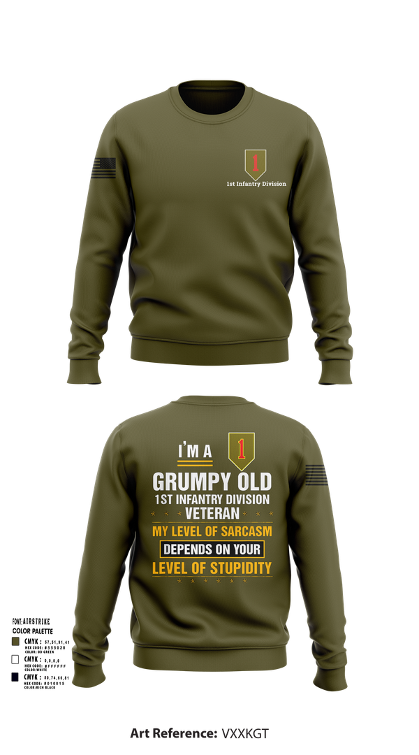 Crew Neck Sweatshirt, 1st Infantry Division, , Teamtime, Team time, sublimation, custom sports apparel, team uniforms, spirit wear, spiritwear, sports uniforms, custom shirts, team store, custom team store, fundraiser sports, apparel fundraiser