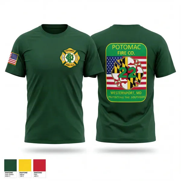 Old School Cotton Feel Shirt, Potomac Fire Company #2, Fire Department, Teamtime, Team time, sublimation, custom sports apparel, team uniforms, spirit wear, spiritwear, sports uniforms, custom shirts, team store, custom team store, fundraiser sports, apparel fundraiser