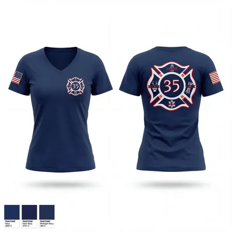 Womens Short Sleeve Vneck Shirt, Saxton Vol Fire Company, EMS/EMT, Teamtime, Team time, sublimation, custom sports apparel, team uniforms, spirit wear, spiritwear, sports uniforms, custom shirts, team store, custom team store, fundraiser sports, apparel fundraiser