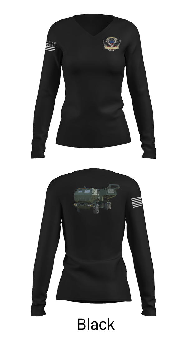 Womens Long Sleeve Vneck Shirt, 182nd Field Artillery, Army, Teamtime, Team time, sublimation, custom sports apparel, team uniforms, spirit wear, spiritwear, sports uniforms, custom shirts, team store, custom team store, fundraiser sports, apparel fundraiser