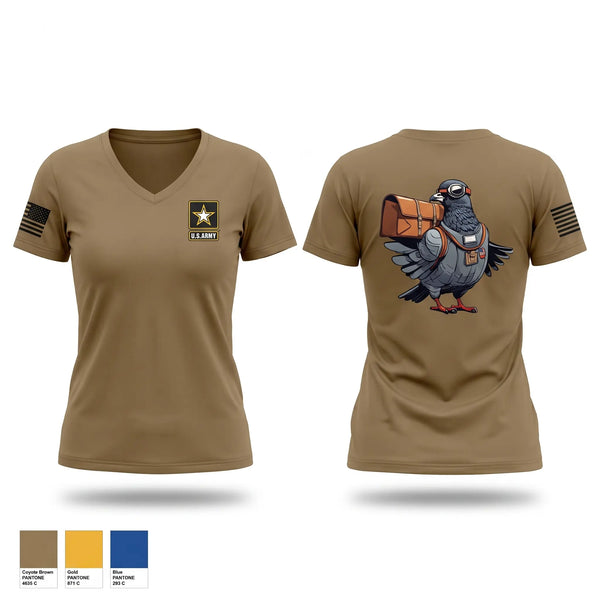 Womens Short Sleeve Vneck Shirt, Pigeon, Army, Teamtime, Team time, sublimation, custom sports apparel, team uniforms, spirit wear, spiritwear, sports uniforms, custom shirts, team store, custom team store, fundraiser sports, apparel fundraiser