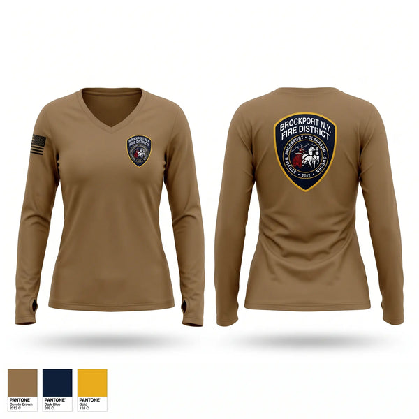Womens Long Sleeve Vneck Shirt, Brockport, Fire Department, Teamtime, Team time, sublimation, custom sports apparel, team uniforms, spirit wear, spiritwear, sports uniforms, custom shirts, team store, custom team store, fundraiser sports, apparel fundraiser