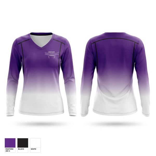 Womens Long Sleeve Vneck Shirt, Century, Tennis, Teamtime, Team time, sublimation, custom sports apparel, team uniforms, spirit wear, spiritwear, sports uniforms, custom shirts, team store, custom team store, fundraiser sports, apparel fundraiser