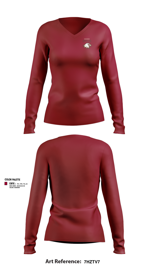 Womens Long Sleeve Vneck Shirt, Sharon Eagles Swimming, Swimming, Teamtime, Team time, sublimation, custom sports apparel, team uniforms, spirit wear, spiritwear, sports uniforms, custom shirts, team store, custom team store, fundraiser sports, apparel fundraiser