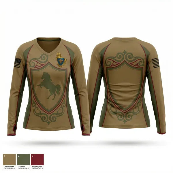 Womens Long Sleeve Vneck Shirt, 4-410th Brigade Support Battalion, Army, Teamtime, Team time, sublimation, custom sports apparel, team uniforms, spirit wear, spiritwear, sports uniforms, custom shirts, team store, custom team store, fundraiser sports, apparel fundraiser