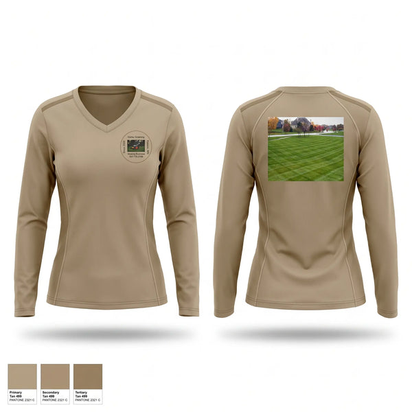 Womens Long Sleeve Vneck Shirt, Mowing, , Teamtime, Team time, sublimation, custom sports apparel, team uniforms, spirit wear, spiritwear, sports uniforms, custom shirts, team store, custom team store, fundraiser sports, apparel fundraiser