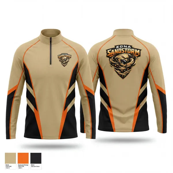 Quarter Zip Jacket, Zona Sandstorm, Men's Basketball, Teamtime, Team time, sublimation, custom sports apparel, team uniforms, spirit wear, spiritwear, sports uniforms, custom shirts, team store, custom team store, fundraiser sports, apparel fundraiser