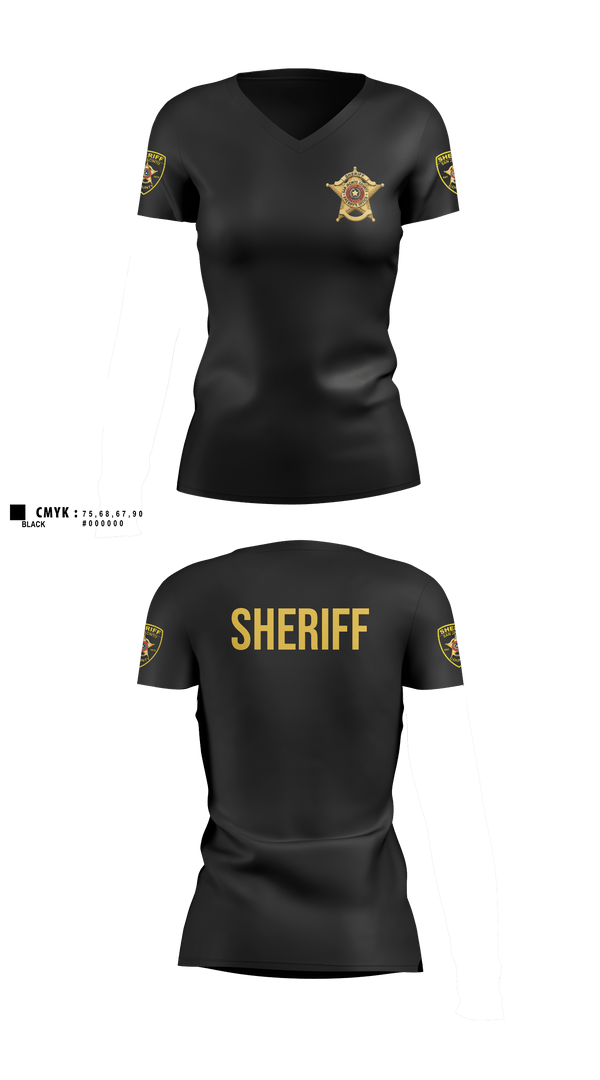 Womens Short Sleeve Vneck Shirt, San Jacinto County Sheriff's Office, Police, Teamtime, Team time, sublimation, custom sports apparel, team uniforms, spirit wear, spiritwear, sports uniforms, custom shirts, team store, custom team store, fundraiser sports, apparel fundraiser