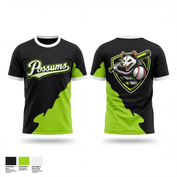 Old School Cotton Feel Shirt, Possums, Baseball, Teamtime, Team time, sublimation, custom sports apparel, team uniforms, spirit wear, spiritwear, sports uniforms, custom shirts, team store, custom team store, fundraiser sports, apparel fundraiser