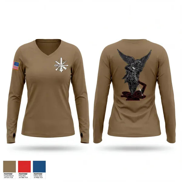 Womens Long Sleeve Vneck Shirt, The Legion / B CO / 2-5 CAV, Army, Teamtime, Team time, sublimation, custom sports apparel, team uniforms, spirit wear, spiritwear, sports uniforms, custom shirts, team store, custom team store, fundraiser sports, apparel fundraiser