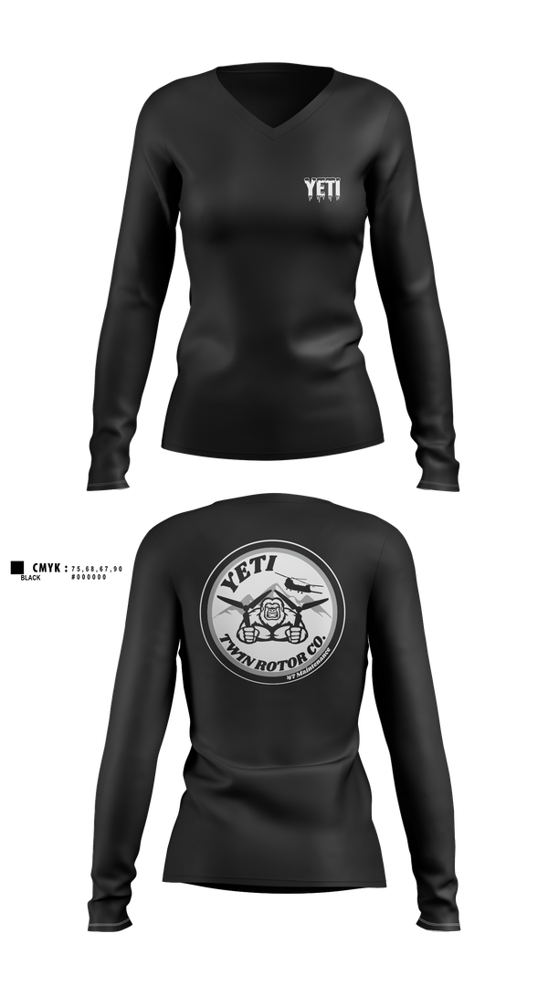 Womens Long Sleeve Vneck Shirt, 160th SOAR, , Teamtime, Team time, sublimation, custom sports apparel, team uniforms, spirit wear, spiritwear, sports uniforms, custom shirts, team store, custom team store, fundraiser sports, apparel fundraiser