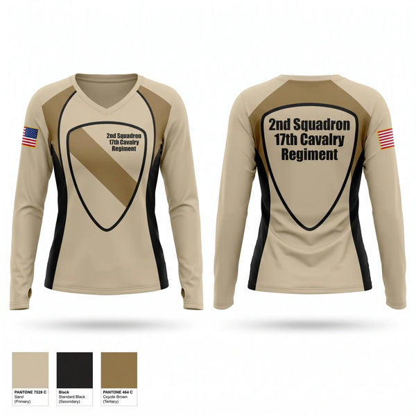 Womens Long Sleeve Vneck Shirt, 2nd Squadron 17th Cavalry Regiment, Army, Teamtime, Team time, sublimation, custom sports apparel, team uniforms, spirit wear, spiritwear, sports uniforms, custom shirts, team store, custom team store, fundraiser sports, apparel fundraiser