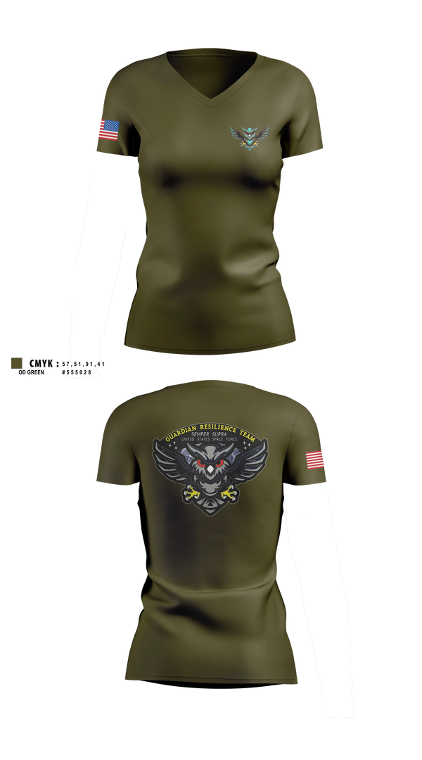 Womens Short Sleeve Vneck Shirt, Guardian Resilience Team, Space Force, Teamtime, Team time, sublimation, custom sports apparel, team uniforms, spirit wear, spiritwear, sports uniforms, custom shirts, team store, custom team store, fundraiser sports, apparel fundraiser
