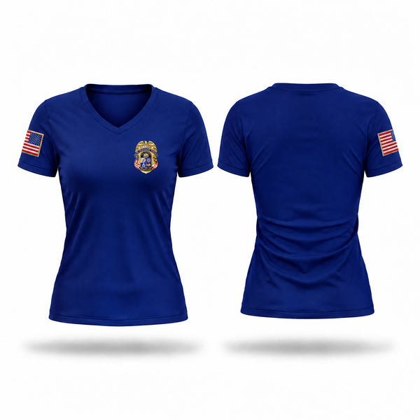 Womens Short Sleeve Vneck Shirt, Seat Pleasant Police Department, Police, Teamtime, Team time, sublimation, custom sports apparel, team uniforms, spirit wear, spiritwear, sports uniforms, custom shirts, team store, custom team store, fundraiser sports, apparel fundraiser