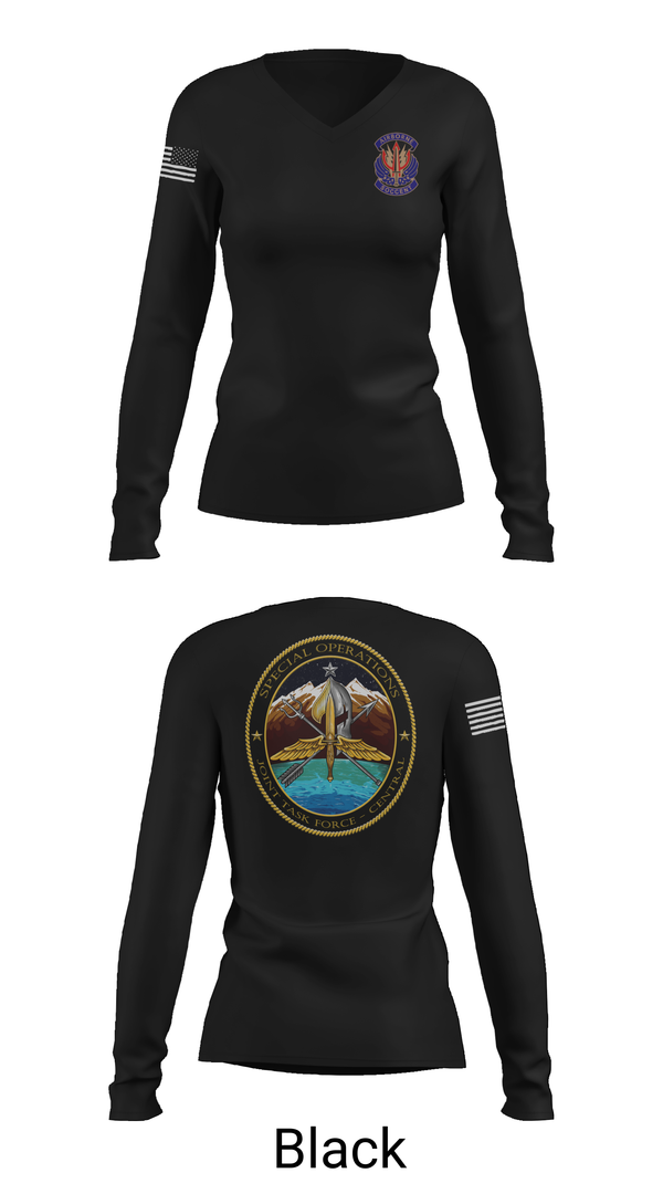 Womens Long Sleeve Vneck Shirt, IWTF-C, Air Force, Teamtime, Team time, sublimation, custom sports apparel, team uniforms, spirit wear, spiritwear, sports uniforms, custom shirts, team store, custom team store, fundraiser sports, apparel fundraiser