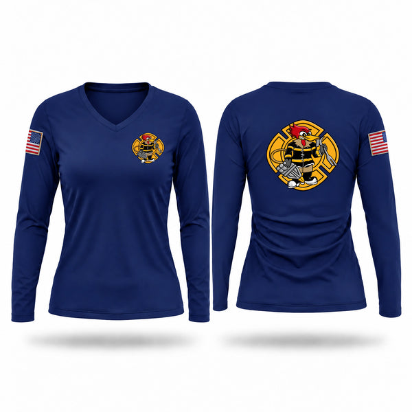 Womens Long Sleeve Vneck Shirt, Wissota Firefighters Association, Fire Department, Teamtime, Team time, sublimation, custom sports apparel, team uniforms, spirit wear, spiritwear, sports uniforms, custom shirts, team store, custom team store, fundraiser sports, apparel fundraiser