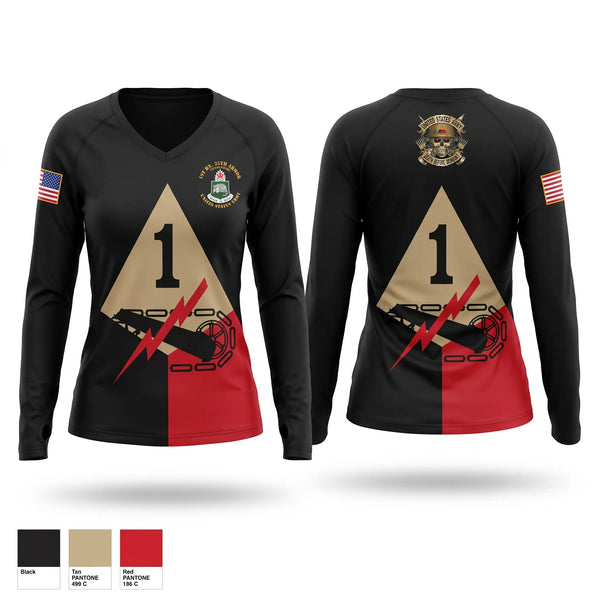 Womens Long Sleeve Vneck Shirt, 35th armored regiment, Army, Teamtime, Team time, sublimation, custom sports apparel, team uniforms, spirit wear, spiritwear, sports uniforms, custom shirts, team store, custom team store, fundraiser sports, apparel fundraiser
