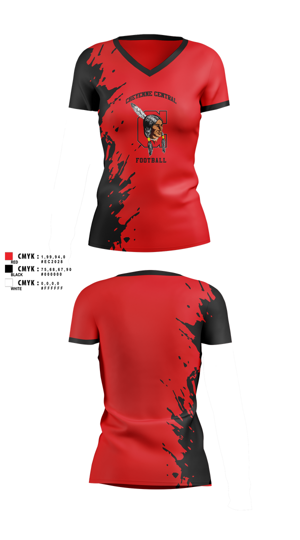 Womens Short Sleeve Vneck Shirt, Cheyenne Central, , Teamtime, Team time, sublimation, custom sports apparel, team uniforms, spirit wear, spiritwear, sports uniforms, custom shirts, team store, custom team store, fundraiser sports, apparel fundraiser