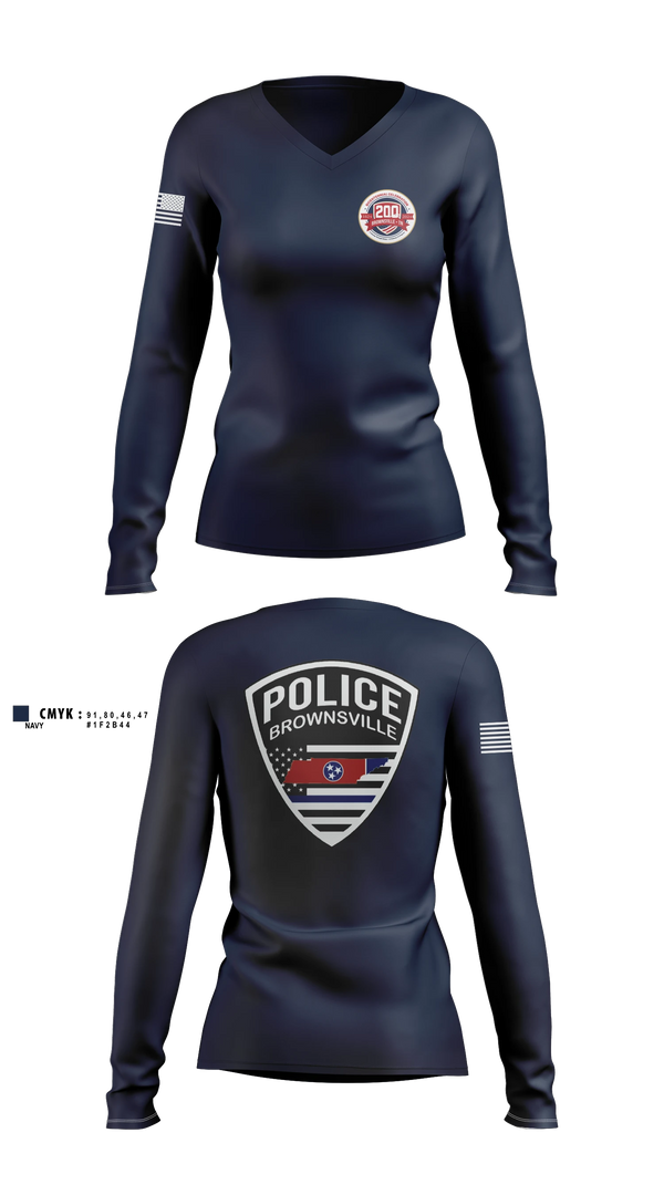 Womens Long Sleeve Vneck Shirt, Brownsville Police Department, Police, Teamtime, Team time, sublimation, custom sports apparel, team uniforms, spirit wear, spiritwear, sports uniforms, custom shirts, team store, custom team store, fundraiser sports, apparel fundraiser