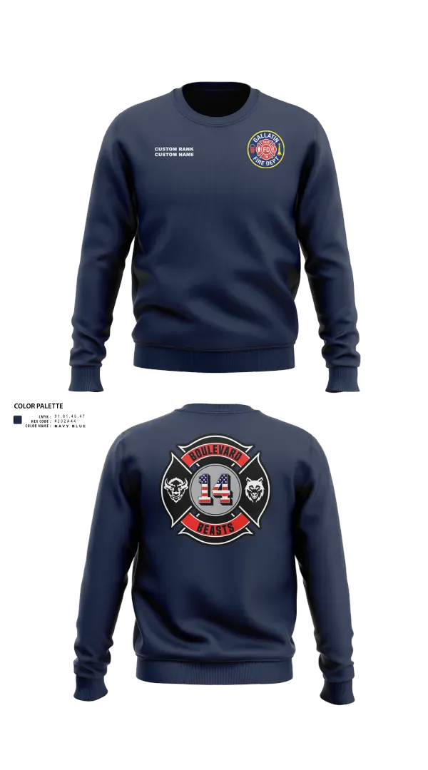 Crew Neck Sweatshirt, Gallatin Fire Department Station 4, Fire Department, Teamtime, Team time, sublimation, custom sports apparel, team uniforms, spirit wear, spiritwear, sports uniforms, custom shirts, team store, custom team store, fundraiser sports, apparel fundraiser