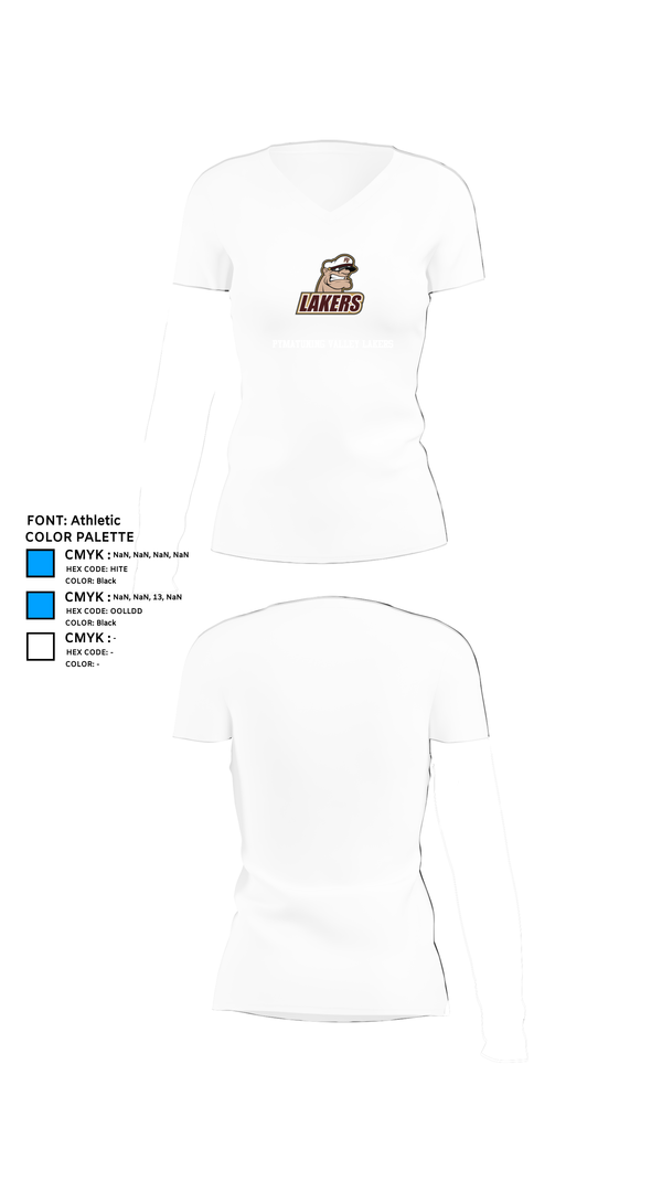 Womens Short Sleeve Vneck Shirt, Pymatuning Valley Lakers, Spirit Store, Teamtime, Team time, sublimation, custom sports apparel, team uniforms, spirit wear, spiritwear, sports uniforms, custom shirts, team store, custom team store, fundraiser sports, apparel fundraiser