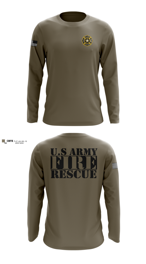 Long Sleeve Performance Shirt, U. S. ARMY FIRE RESCUE, Army, Teamtime, Team time, sublimation, custom sports apparel, team uniforms, spirit wear, spiritwear, sports uniforms, custom shirts, team store, custom team store, fundraiser sports, apparel fundraiser