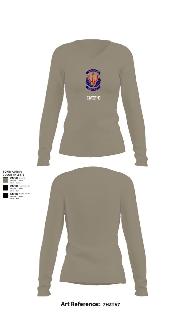 Womens Long Sleeve Vneck Shirt, IWTF-C, Air Force, Teamtime, Team time, sublimation, custom sports apparel, team uniforms, spirit wear, spiritwear, sports uniforms, custom shirts, team store, custom team store, fundraiser sports, apparel fundraiser