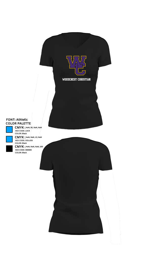 Womens Short Sleeve Vneck Shirt, Woodcrest Christian, Cross Country, Teamtime, Team time, sublimation, custom sports apparel, team uniforms, spirit wear, spiritwear, sports uniforms, custom shirts, team store, custom team store, fundraiser sports, apparel fundraiser