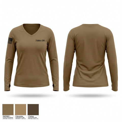 Womens Long Sleeve Vneck Shirt, 2-108th CAV, National Guard, Teamtime, Team time, sublimation, custom sports apparel, team uniforms, spirit wear, spiritwear, sports uniforms, custom shirts, team store, custom team store, fundraiser sports, apparel fundraiser