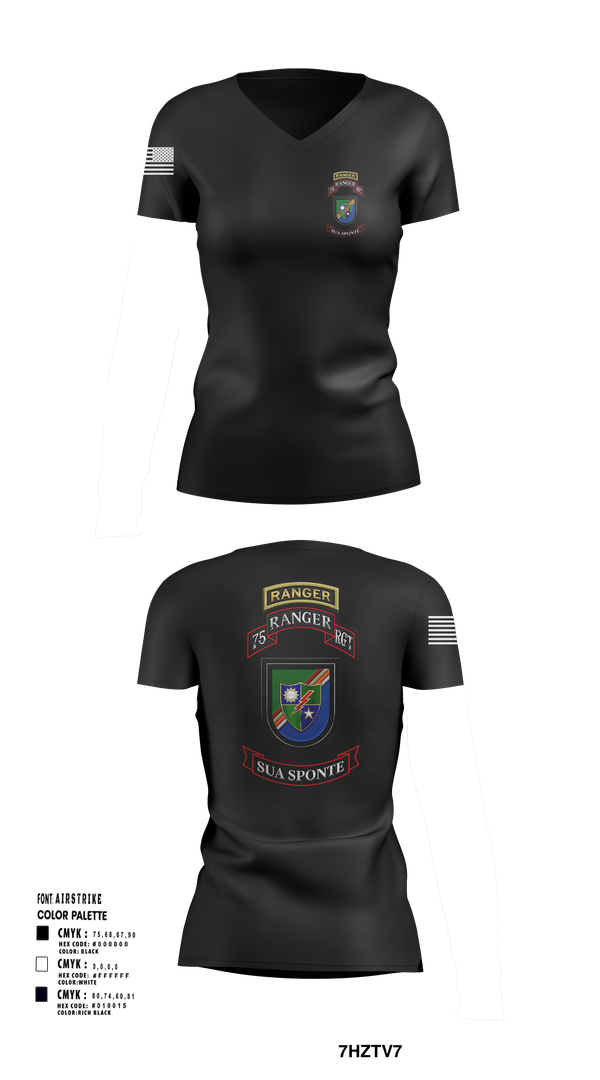 Womens Short Sleeve Vneck Shirt, 3rd/75th Ranger Regiment, , Teamtime, Team time, sublimation, custom sports apparel, team uniforms, spirit wear, spiritwear, sports uniforms, custom shirts, team store, custom team store, fundraiser sports, apparel fundraiser