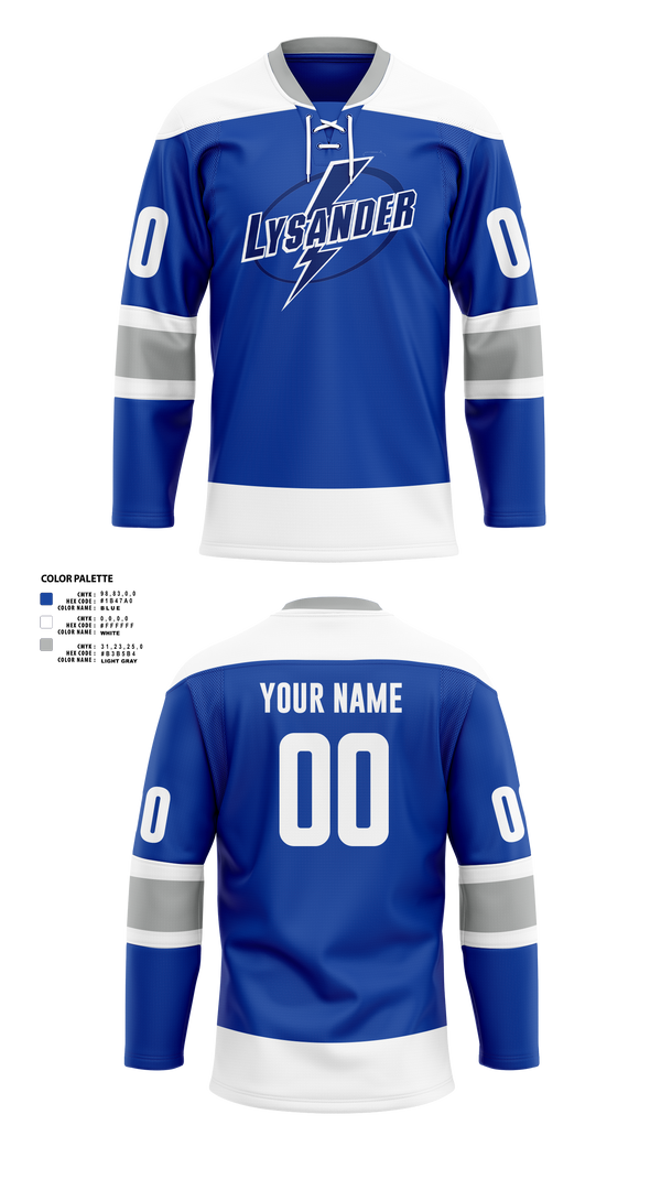 Hockey Jersey, Lysander Lightning, Ice Hockey, Teamtime, Team time, sublimation, custom sports apparel, team uniforms, spirit wear, spiritwear, sports uniforms, custom shirts, team store, custom team store, fundraiser sports, apparel fundraiser