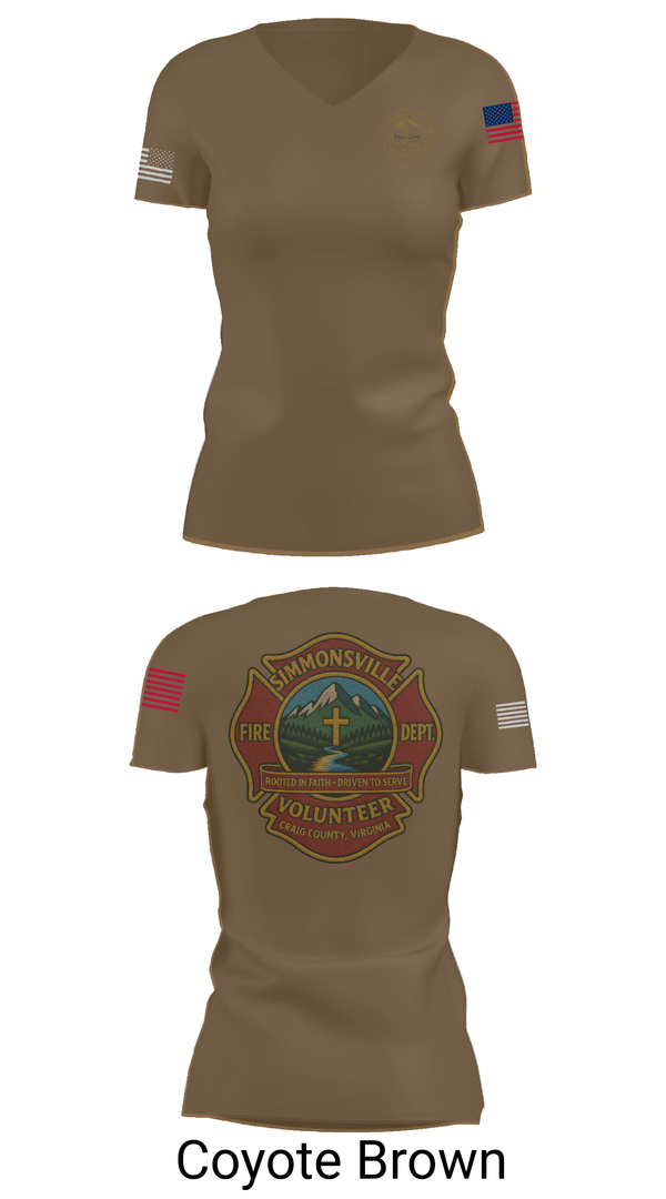 Womens Short Sleeve Vneck Shirt, Simmonsville VFD, , Teamtime, Team time, sublimation, custom sports apparel, team uniforms, spirit wear, spiritwear, sports uniforms, custom shirts, team store, custom team store, fundraiser sports, apparel fundraiser