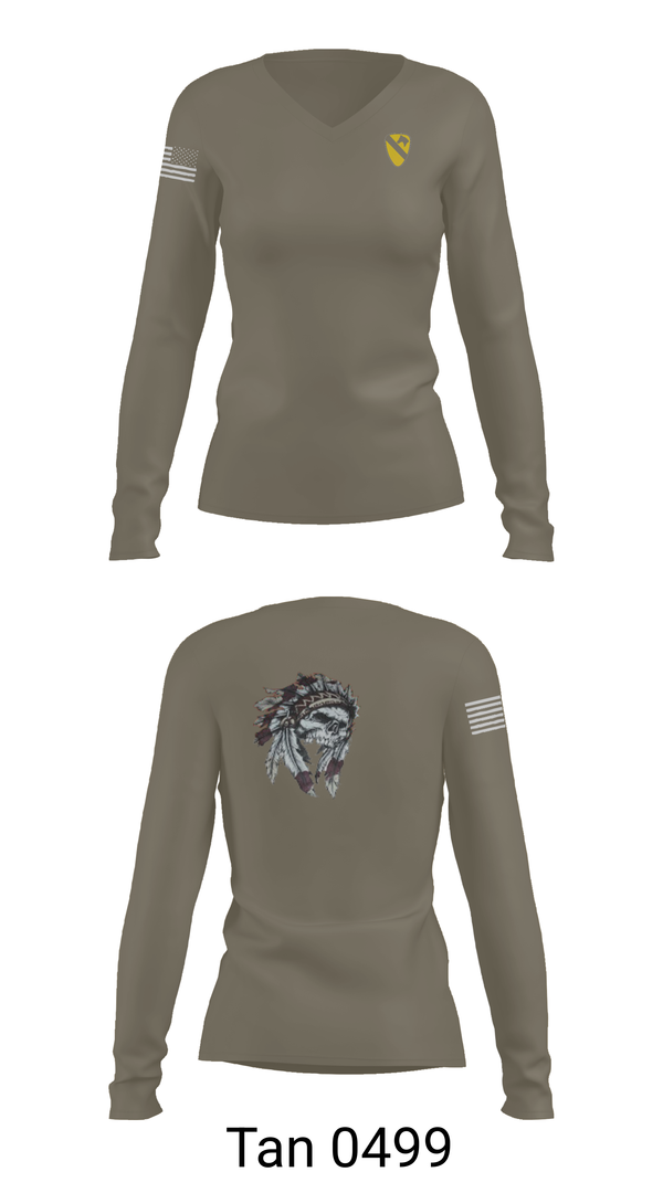Womens Long Sleeve Vneck Shirt, 6-9 Cavalry Regiment, , Teamtime, Team time, sublimation, custom sports apparel, team uniforms, spirit wear, spiritwear, sports uniforms, custom shirts, team store, custom team store, fundraiser sports, apparel fundraiser