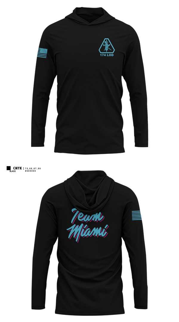 Long Sleeve hooded sunshirt, 174th Legal Operations Detachment, Army, Teamtime, Team time, sublimation, custom sports apparel, team uniforms, spirit wear, spiritwear, sports uniforms, custom shirts, team store, custom team store, fundraiser sports, apparel fundraiser