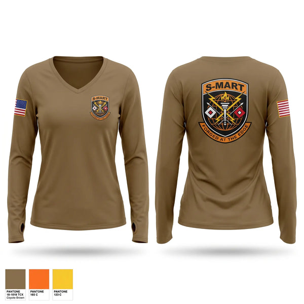 Womens Long Sleeve Vneck Shirt, S-MART, Army, Teamtime, Team time, sublimation, custom sports apparel, team uniforms, spirit wear, spiritwear, sports uniforms, custom shirts, team store, custom team store, fundraiser sports, apparel fundraiser