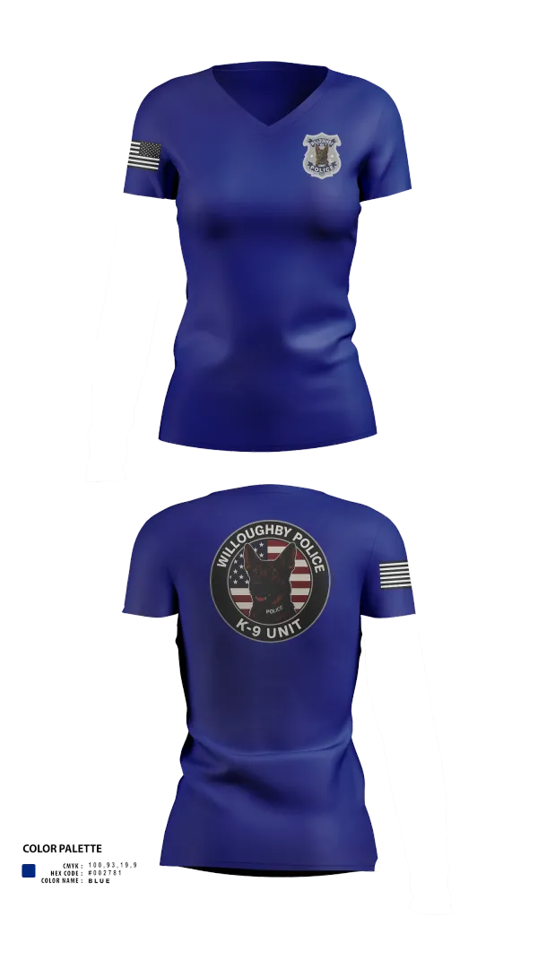 Womens Short Sleeve Vneck Shirt, Willoughby Police K9 Unit, Police, Teamtime, Team time, sublimation, custom sports apparel, team uniforms, spirit wear, spiritwear, sports uniforms, custom shirts, team store, custom team store, fundraiser sports, apparel fundraiser