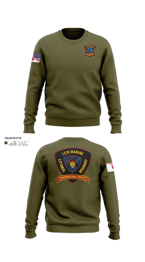 Crew Neck Sweatshirt, 12th MLR Headquarters Element, Marines, Teamtime, Team time, sublimation, custom sports apparel, team uniforms, spirit wear, spiritwear, sports uniforms, custom shirts, team store, custom team store, fundraiser sports, apparel fundraiser