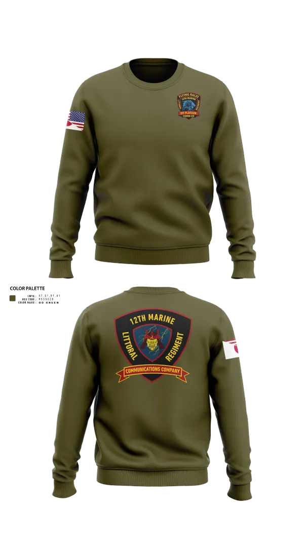 Crew Neck Sweatshirt, 12th MLR Headquarters Element, Marines, Teamtime, Team time, sublimation, custom sports apparel, team uniforms, spirit wear, spiritwear, sports uniforms, custom shirts, team store, custom team store, fundraiser sports, apparel fundraiser