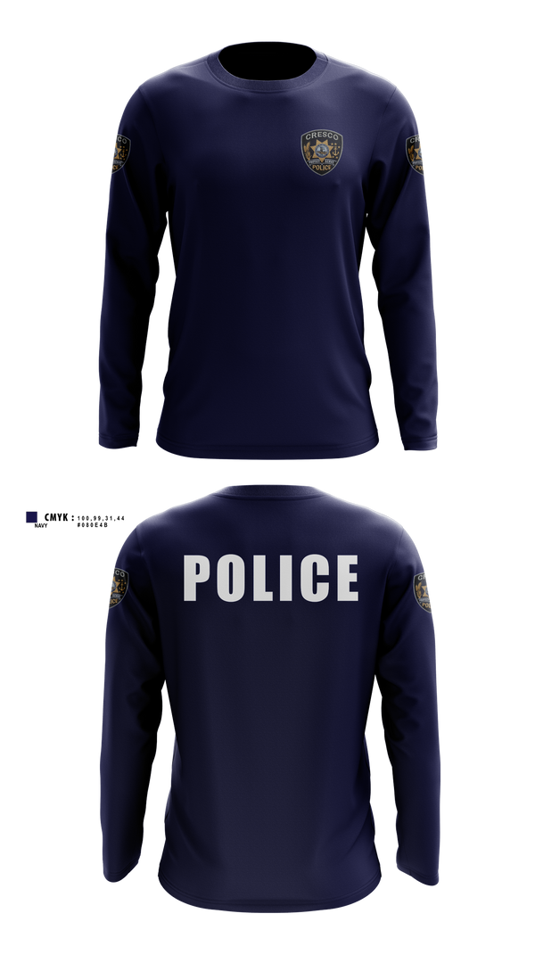 Long Sleeve Performance Shirt, Cresco Police Department, Police, Teamtime, Team time, sublimation, custom sports apparel, team uniforms, spirit wear, spiritwear, sports uniforms, custom shirts, team store, custom team store, fundraiser sports, apparel fundraiser