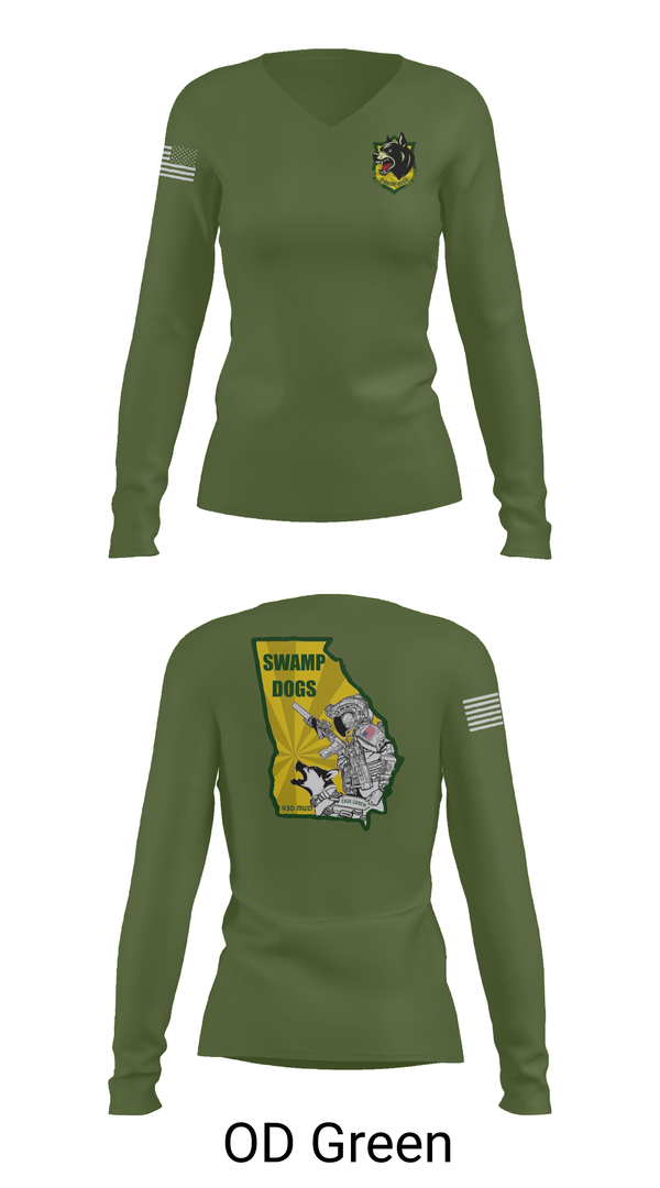 Womens Long Sleeve Vneck Shirt, 93D MP DET (MWD), , Teamtime, Team time, sublimation, custom sports apparel, team uniforms, spirit wear, spiritwear, sports uniforms, custom shirts, team store, custom team store, fundraiser sports, apparel fundraiser