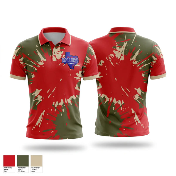 Short Sleeve Performance Polo, Texas Ballerz, Baseball, Teamtime, Team time, sublimation, custom sports apparel, team uniforms, spirit wear, spiritwear, sports uniforms, custom shirts, team store, custom team store, fundraiser sports, apparel fundraiser